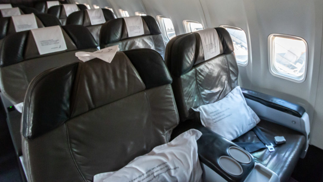 Die Sitze in der Saga Class der Icelandair