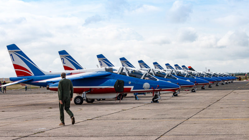 Alpha Jets der Patrouille de France auf der Air Legend 2019 in Melun-Villaroche